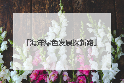 海洋绿色发展探新路